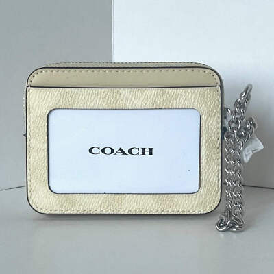 Coach Zip Card Case CW883 ID Wallet Yellow Signature Canvas