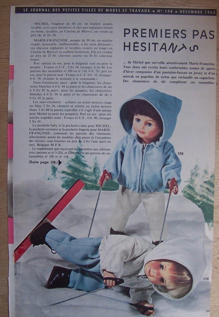 Page Poupées Modes Et Travaux Décembre 1964 - Marie-Françoise, Michel - Occasion Vintage