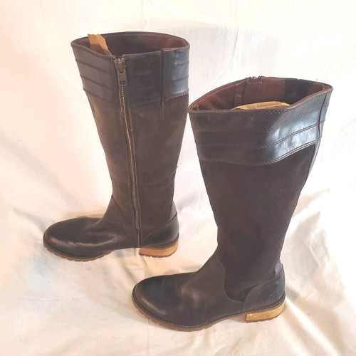 Timberland Women's 6 Bethel Brown Leather Suede Side Zip Tall Riding Boots New - Picture 2 of 8
