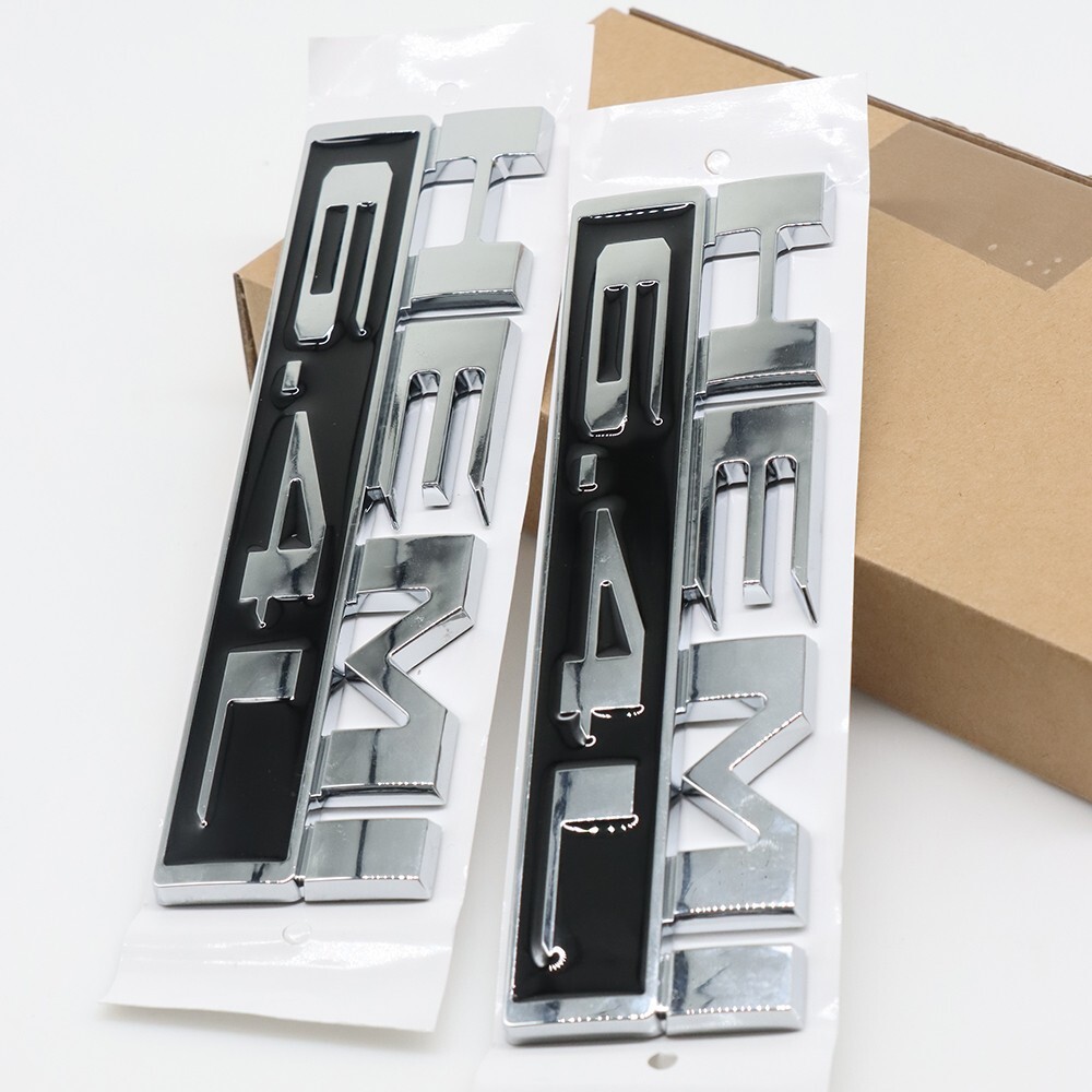 2X Chrome Black Side Fender Emblems Badge Fits for RAM 1500 2500 3500 Hemi 6.4 L