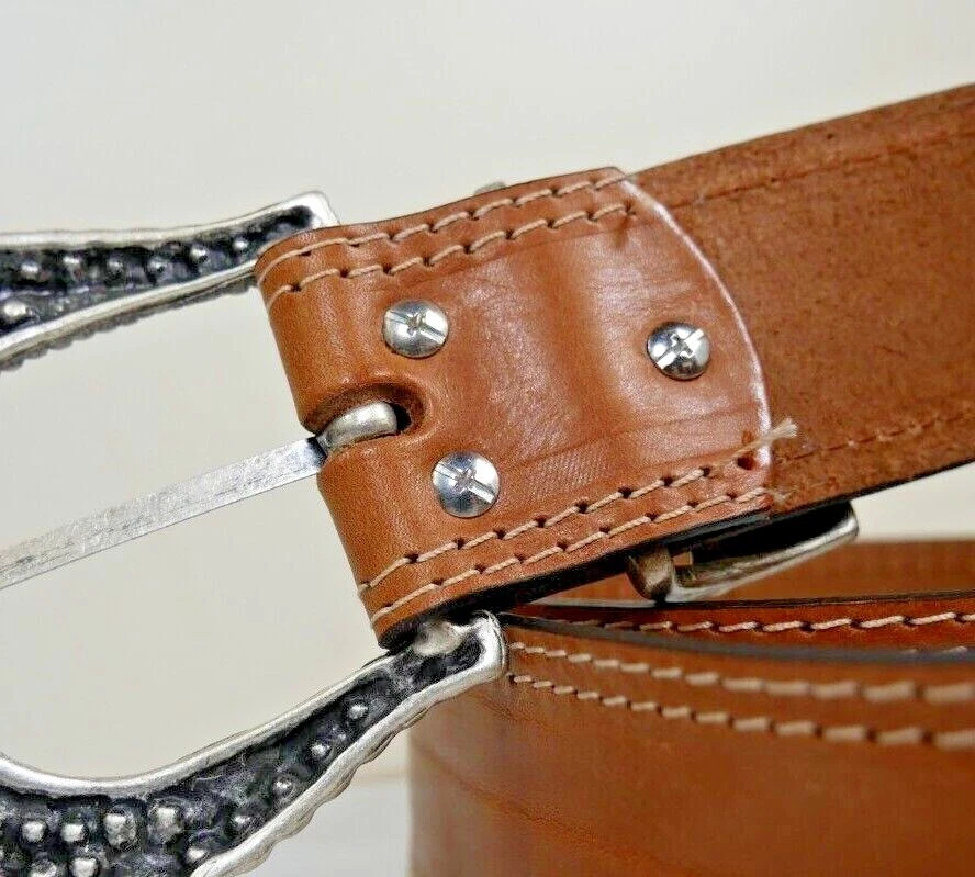 Breiter Strassgürtel in cognac - doppelt gesteppt - Wechsel-Riemen - Bild 3 von 4