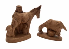 Byron Molds 1973 Nativity Pieces Vintage Christmas Lot 2 Boy with Donkey & Goat