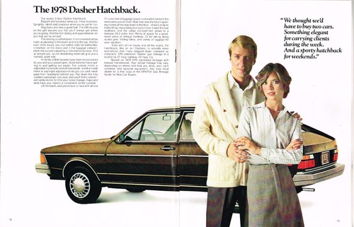 1978 Volkswagen VW DASHER Brochure/Catalog w/ Color Chart: HATCHBACK,SEDAN,WAGON - Picture 3 of 7