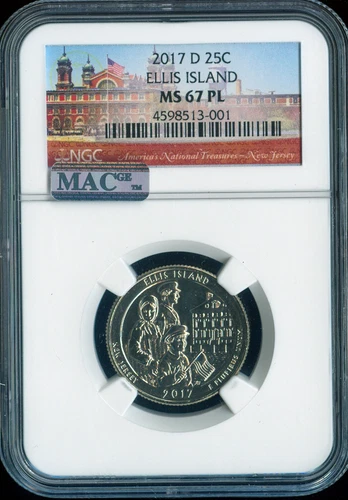 2017-D Ellis Island Quarter NGC MS67 PL Quality