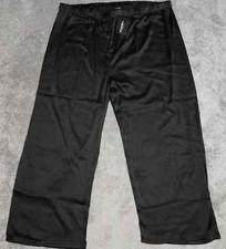 Prettylittlething Plus Black Satin Trouser Women's 3XL Wide Straight Leg Casual