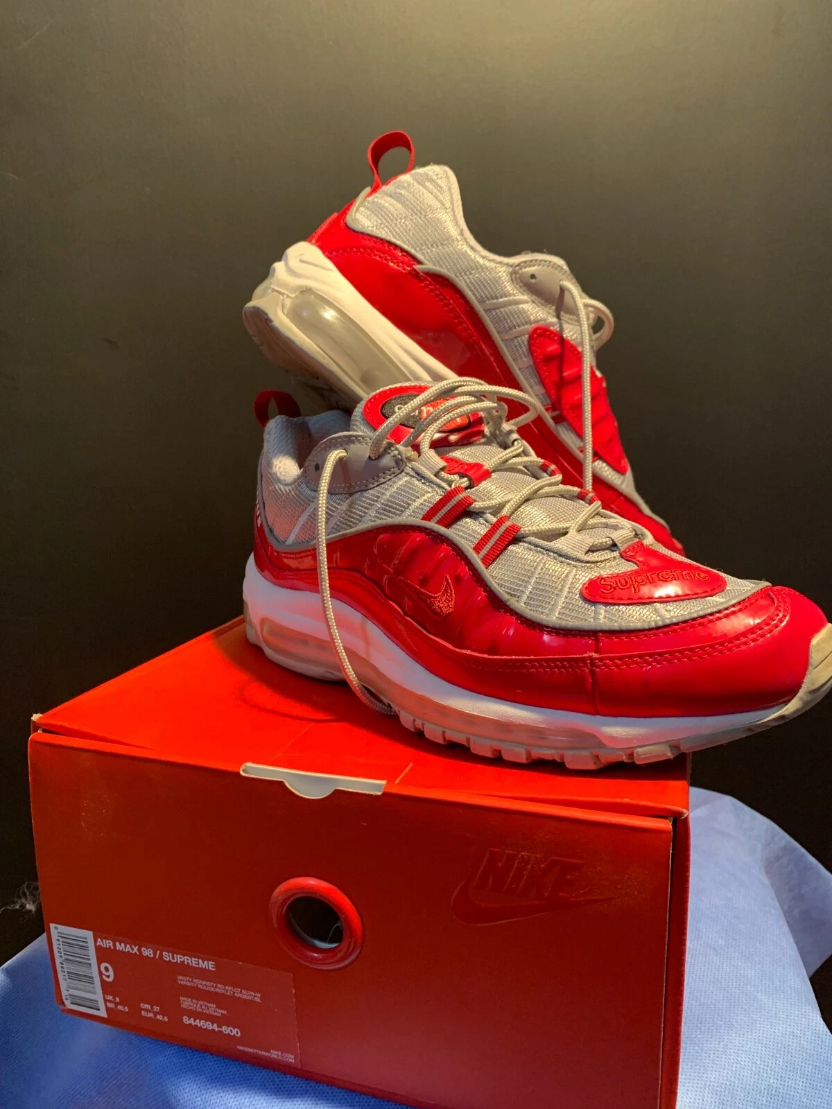 Taille 9   Nike Air Max 98 x Supreme Red 2016