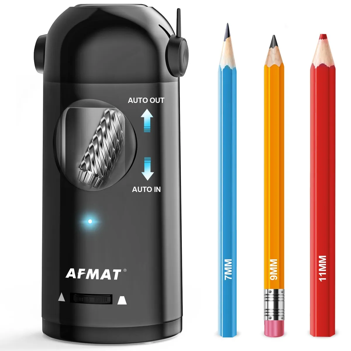 AFMAT Electric Pencil Sharpener for Colored Pencils 7-11.5mm, Auto in &  Out