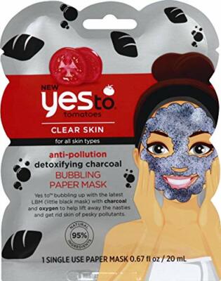 Yes To Tomatoes Anti Pollution Detoxifying Charcoal Bubbling Paper Mask, 0.67 Oz