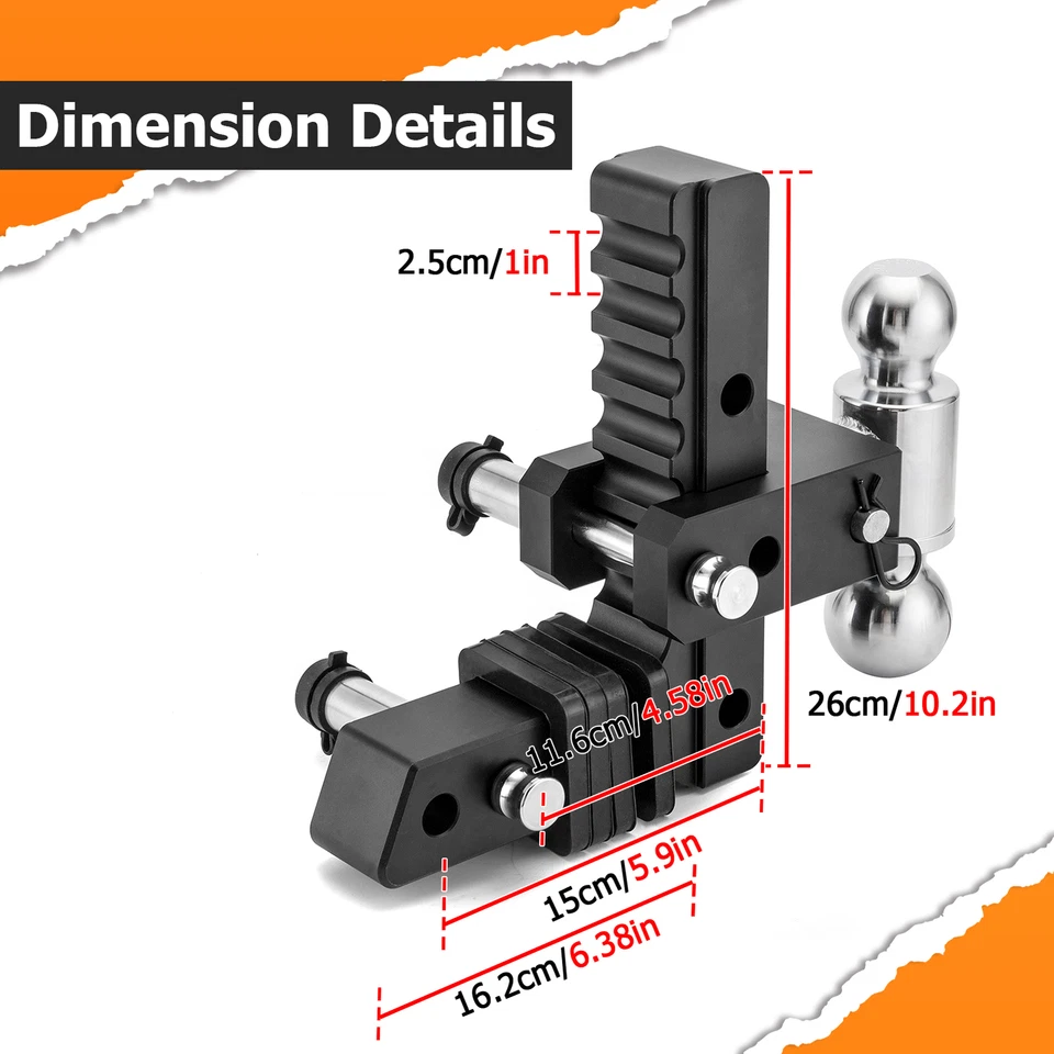 2'' Receiver 8'' Drop Hitch Ball Mount For Chevy Silverado GMC Sierra 1500 2500 - Image 3 of 4