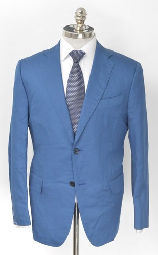 $1,295 NWT EIDOS 'Balthazar' Blue Twill Cotton Linen Suit 42 R (EU 52) Drop 7 - 第 3/9 張圖片