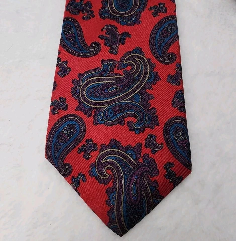 Botany 500 шелк 100% мужской красный/синий галстук с узором пейсли  - Изображение 2 из 4