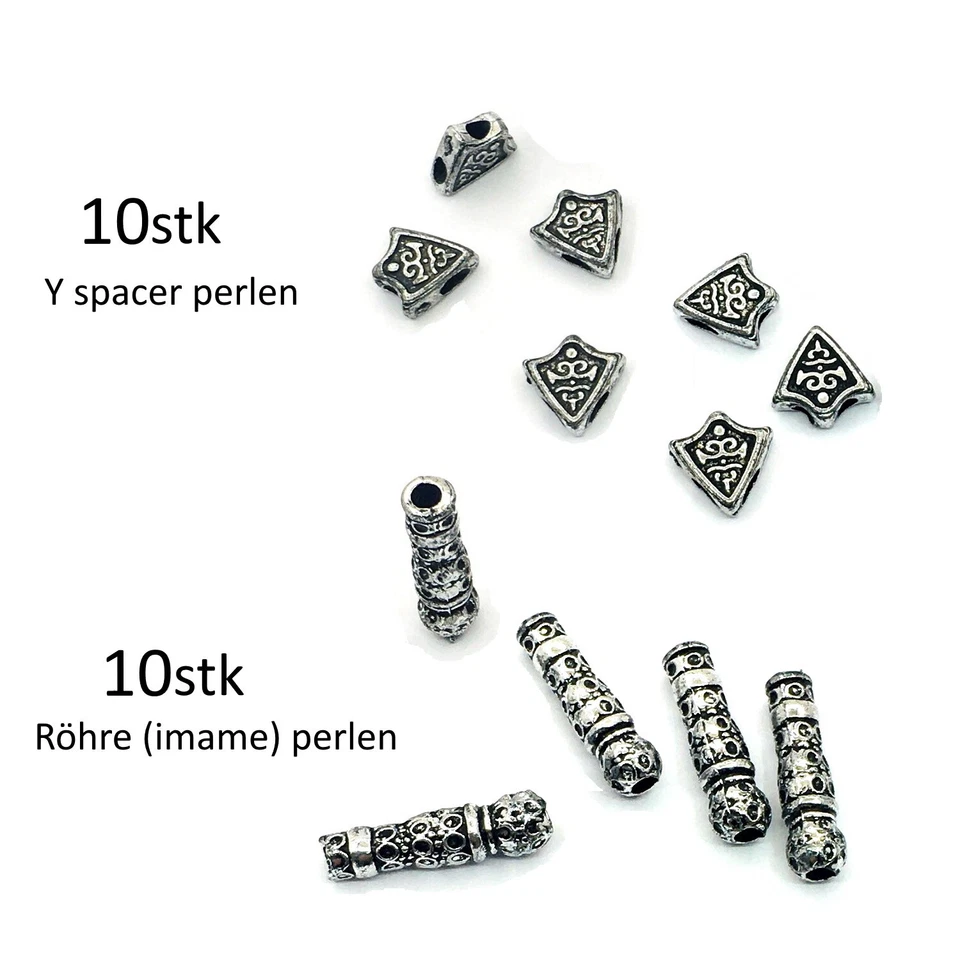20 Acryl Spacer Y Perlen Silber Imame Tesbih Gebetskette Halskette Schmuck D122 - Bild 2 von 4