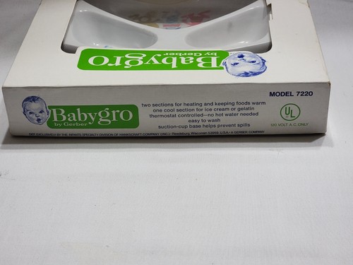 VINTAGE GERBER BABYGRO ELECTRIC FEEDING DISH 2 HOT 1 COOL COMPARTMENT MODEL 7220 - Picture 9 of 11