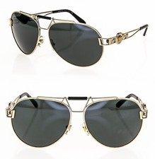 VERSACE Wire RocK Pilot Medusa 2160 Black Gold VE2160 Aviator Sunglasses Unisex