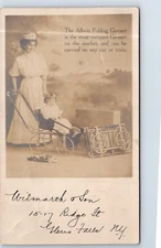 RPPC Real Photo Postcard New York Glens Falls Allwin Folding Go-cart train menti