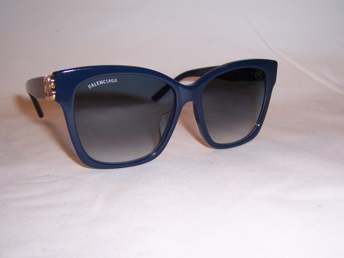 NEW BALENCIAGA SUNGLASSES BB 0102SA 005 BLUE/BLUE 57MM AUTHENTIC