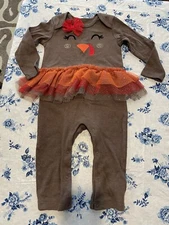 Way to celebrate Thanksgiving little girls turkey romper 18M