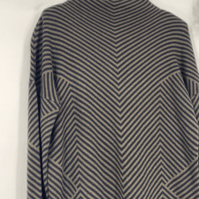 Cynthia Rowley Knitted Mock Neck Sweater Dress Chevron Long Sleeve Olive Black M