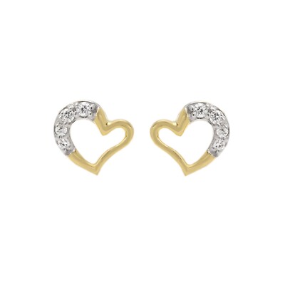 14k Mini Herz Ohrstecker Lab Diamanten süße Herz Ohrringe Gelbgold echt 14k