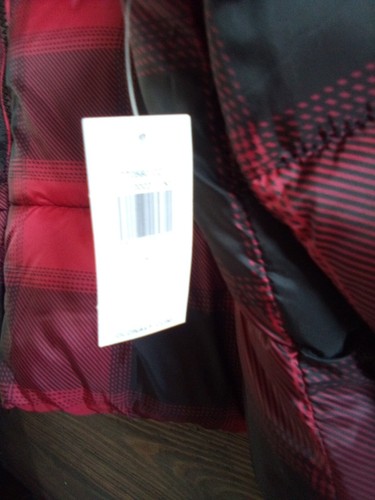 Old Navy water Resistant Sz L Nwt Red Flannel Bomber Jacket - Picture 2 of 7