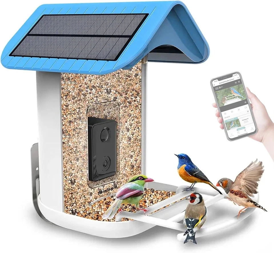 Sainlogic WiFi Smart Bird Feeder HD Video Motion Detection with 2 Sonar Panels
