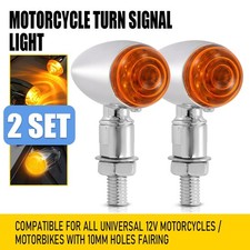 Bullet Amber Turn Signal Light Blinker Indicator Lamp Universal Chrome-2SET