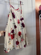 Old Navy Off White With Fuscia And Purple Flowers Spagetti Strap Dress 2XL