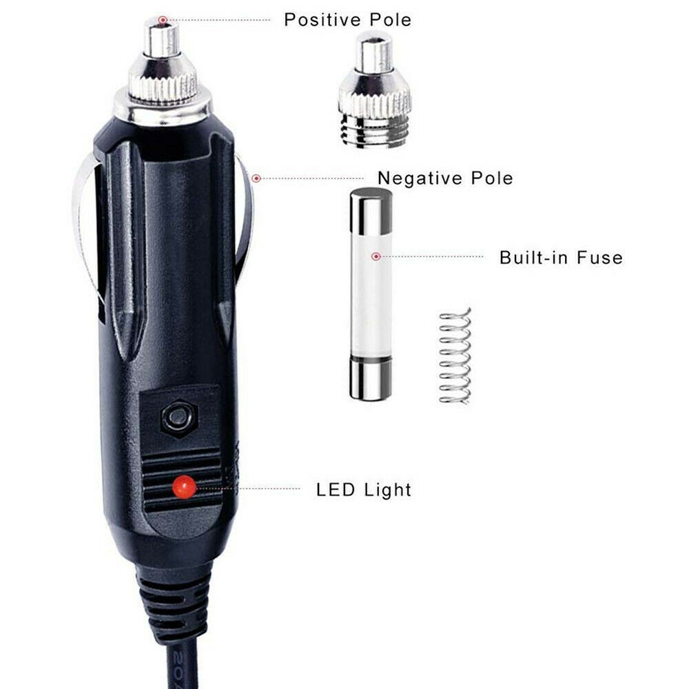DC 12V LED Indicative Car Charger Power Suppy Cable Cord Cigarette Lighter Plug