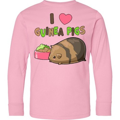 Inktastic I Love Guinea Pigs Youth Long Sleeve T-Shirt Animals Pig Piggy Cuddly