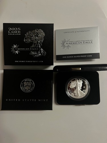 2025 Laser Engraved American Eagle One Ounce Silver Proof Coin SHIPS TODAY - Picture 1 of 3