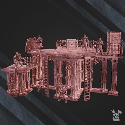 Multi-Level Industrial Platform Terrain Set - Sci-Fi Wargaming Scenery 28mm 32mm