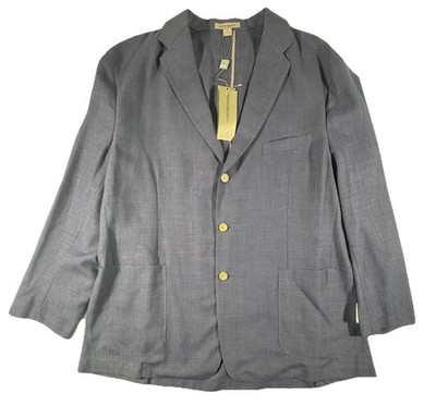 NWT JOHNSTON & MURPHY Men's Chad Linen Blend Blazer XL Navy Blue Jacket Coat
