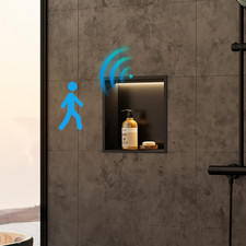 Matte Black Stainless Steel Shower Niche with LED Strip Motion Sensor