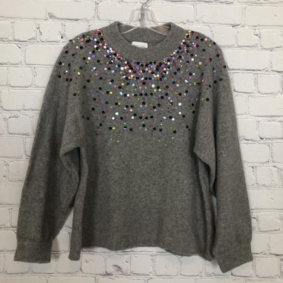 Saylor Gray Sequin Isadora Sweater Size M Wool Yak