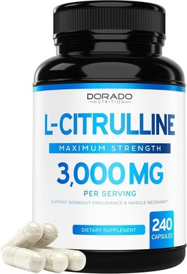 L-Citrulline 3000mg 240 Capsules GMP Certified  & Non-GMO Free Form Amino
