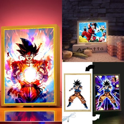 Dragon Ball Goku Vegeta LED Night Light Anime Photo Frame Decor Gift