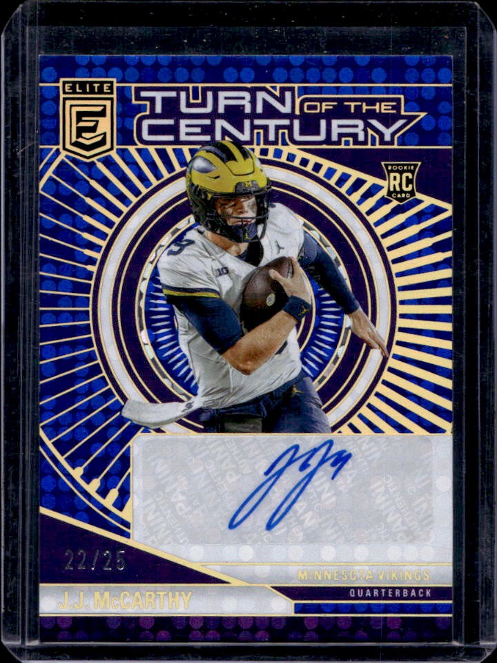 2024 Donruss Elite J.J. McCarthy Turn of the Century Auto Rookie RC Blue #22/25