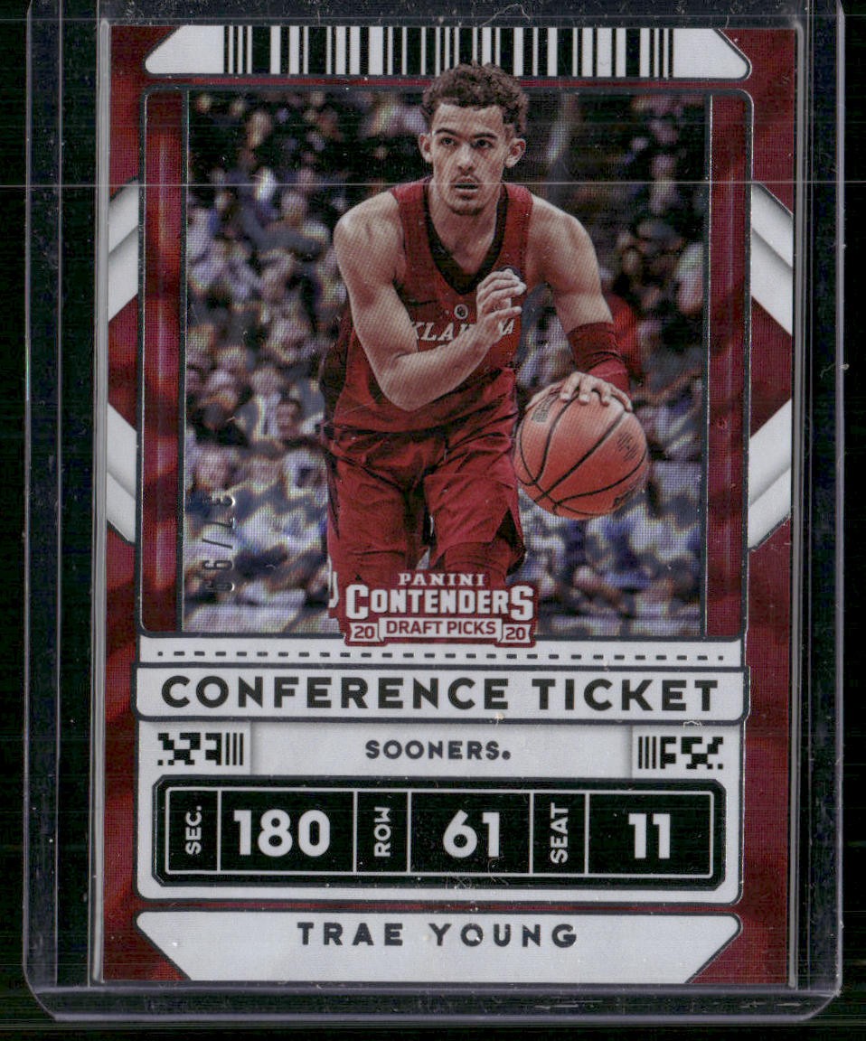 2020 Panini Contenders Draft Picks #23b Trae Young Conference Ticket Red jersey