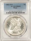 1882-O/S $1 WEAK MORGAN DOLLAR - PCGS MS-63, BLAST WHITE!
