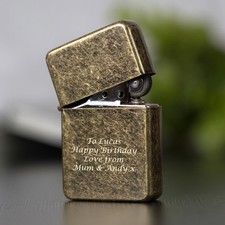 Personalised Message Antique Brass Lighter & Gift Box Custom Windproof Star