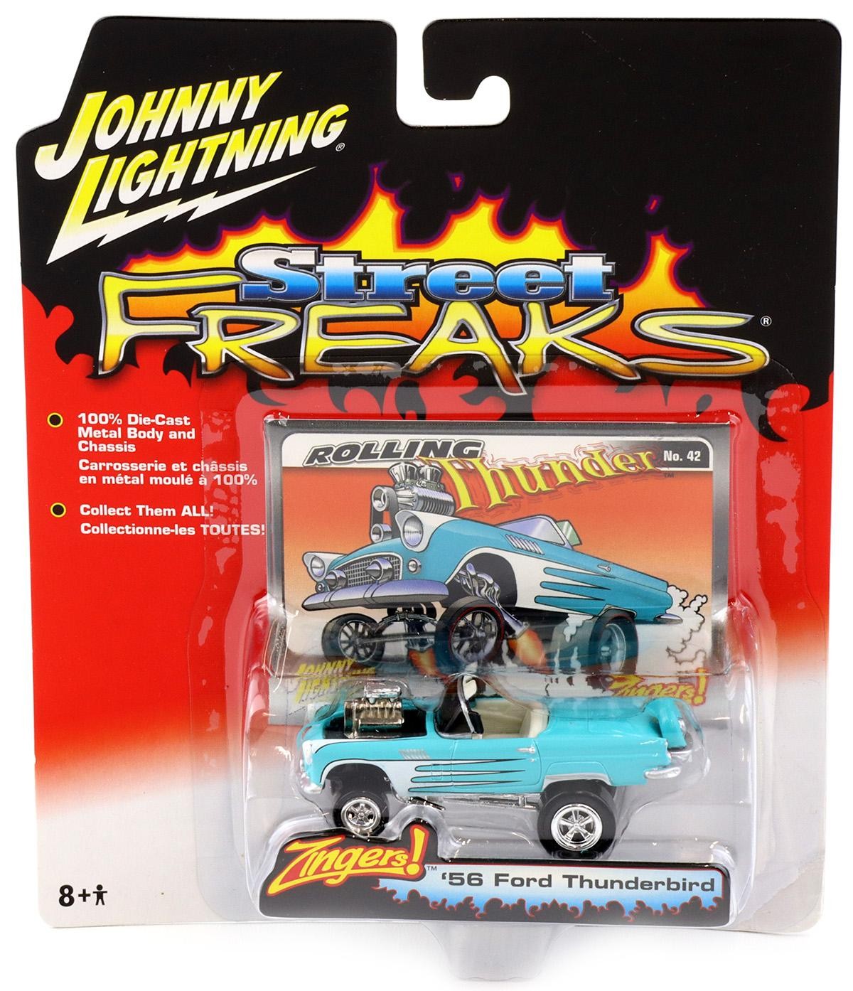 1:64 Johnny Lightning 56 Ford Thunderbird Turquoise Street Freaks Metal Diecast