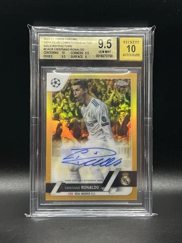 2022-23 Topps Chrome UEFA Cristiano Ronaldo Gold Refractor Auto /50 Real Madrid