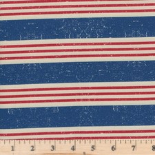 American Stripe Blue Patriotic 4th of July 100 Cotton Fabric By half yard