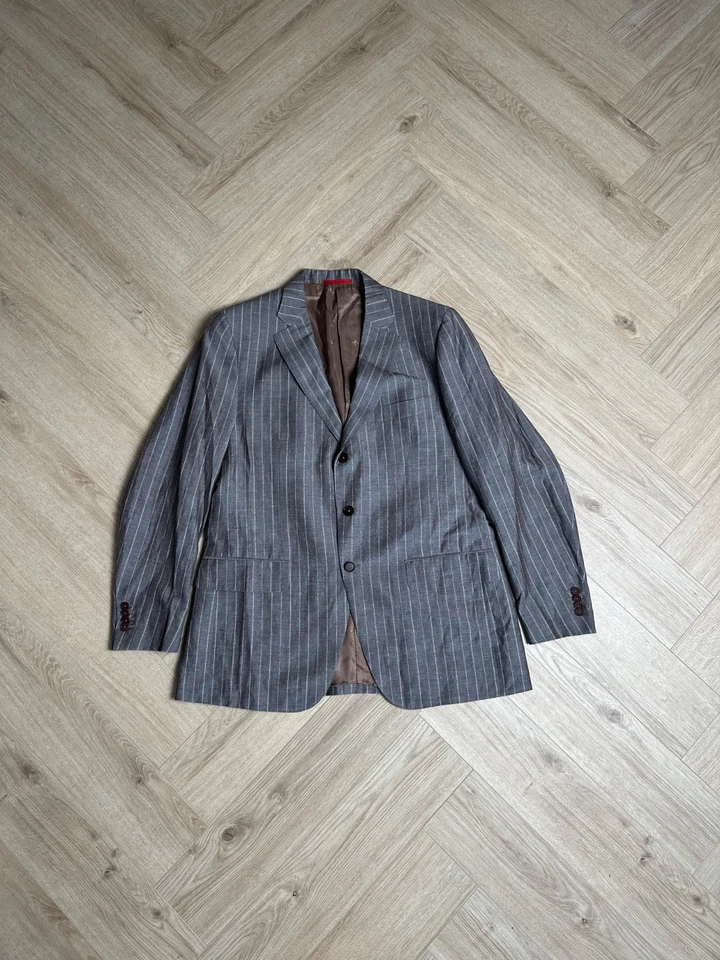 ISAIA Base "GREGORY" Summer Multicolor Beige/Brown 2 Pc Suit Wool Linen Size 54 - Image 2 of 4