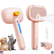 ROJECO 3-in-1 Cordless Pet Steam Brush - Grooming Tool for Cats & Dogs, Pink
