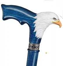 Asterom fashionable wooden walking stick hand carved eagle wooden walking cane.