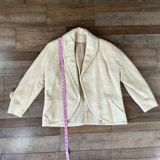 VTG Women's Size M Cream Shawl Collar Cropped Blazer Jacket Wool Blend 40A