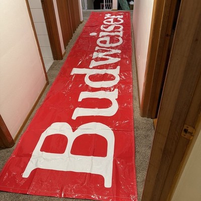 Vintage 1989 Budweiser Beer Banner vinyl large 17.5  x 3 8 