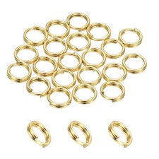 Round Split Ring, 20 Pcs 6 mm Small Split Ring with Double Loops Gold