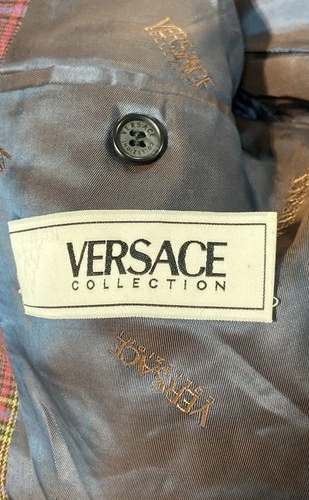 Versace Collection Men's Red Burgundy Plaid 2-Button Blazer Sport Coat Sz 50 R image 5